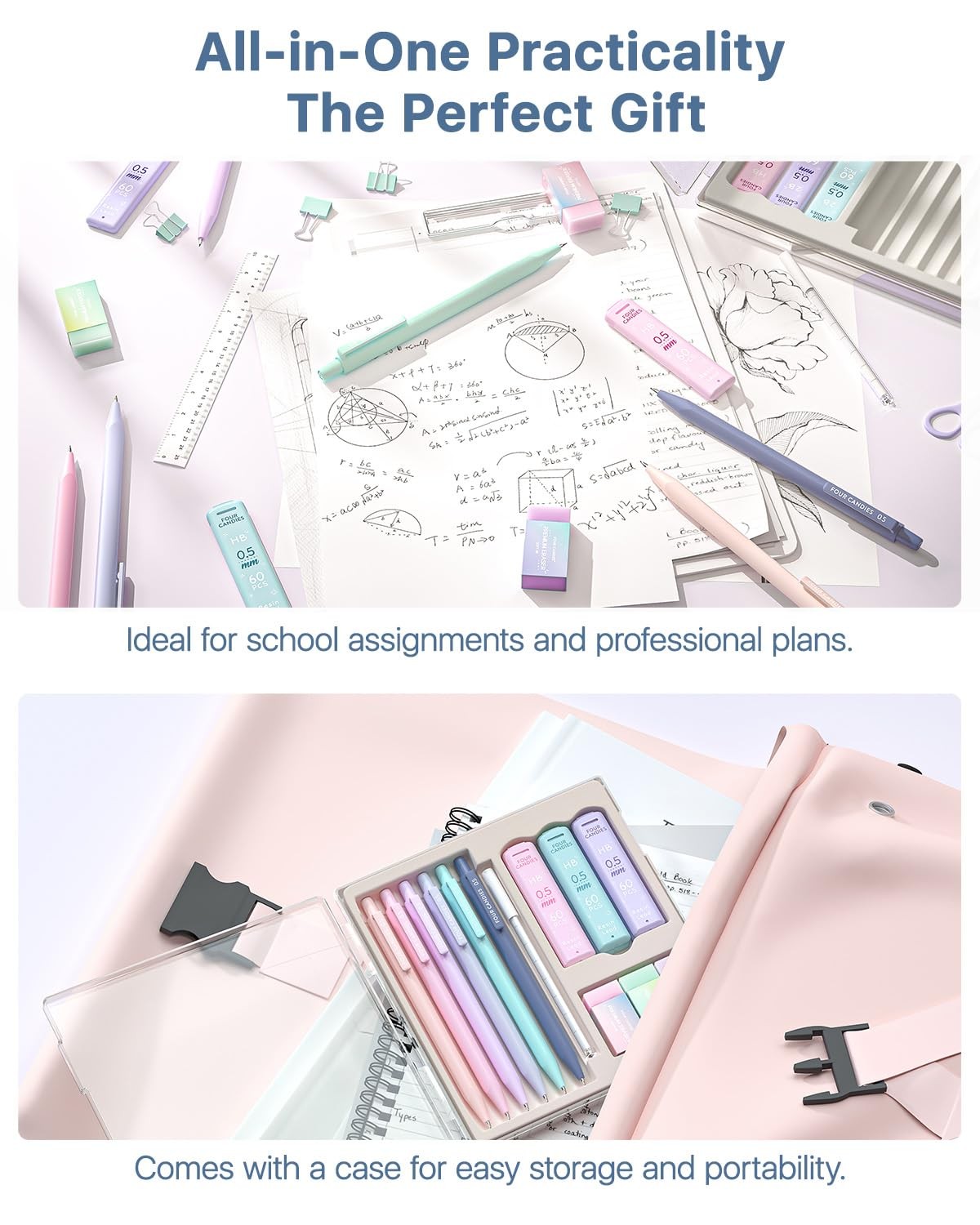 Cute Mechanical Pencil Set, 0.5mm Fine Point, 6-Count Pack