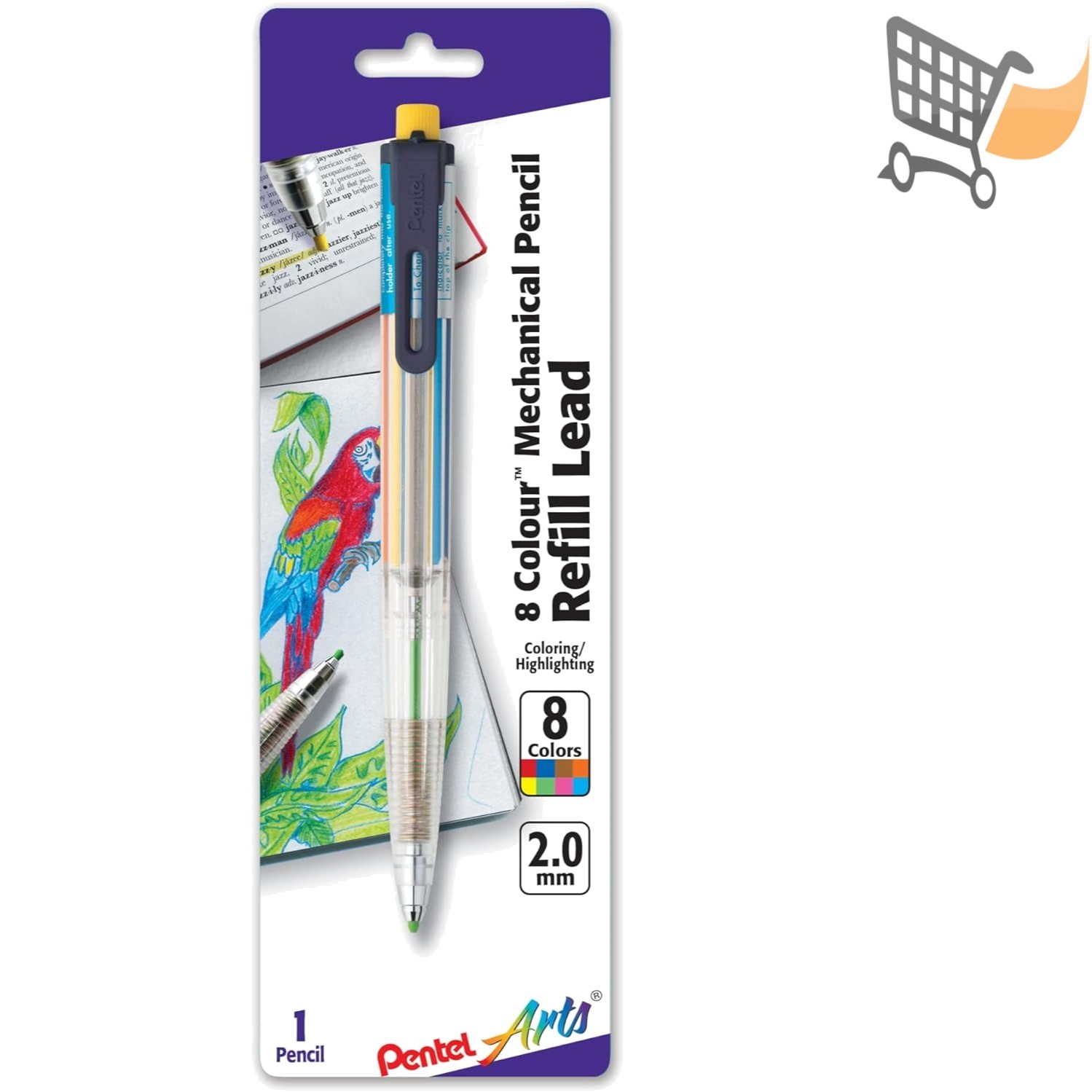 Arts 8 Colour Automatic Pencil Assorted Clip Refillable Bold Lines for Drawing
