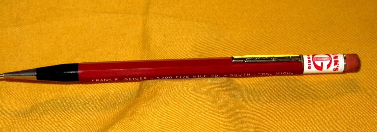 USED RED/BLACK AUTOPOINT MECHANICAL PENCIL W/FUNK’S ADV.1.18MM LEAD