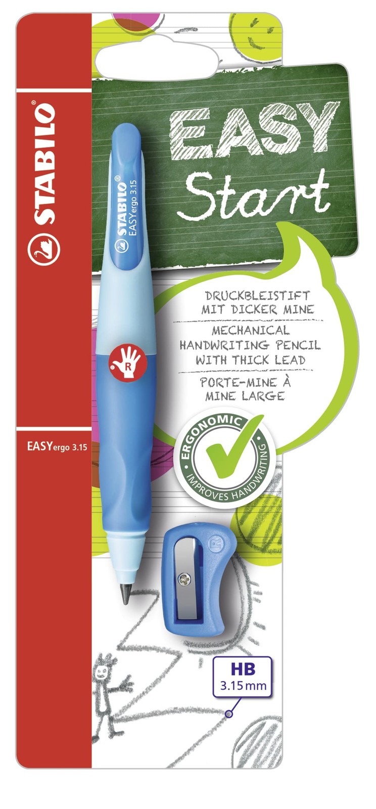 Ergonomic Mechanical Pencil EASYergo 3.15mm Right-Handed with Sharpener