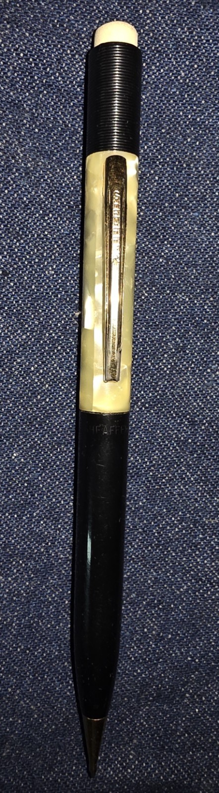 Vtg Sheaffers Mechanical Pencil Black Yellow Iridescent Marblish Swirl With Lead