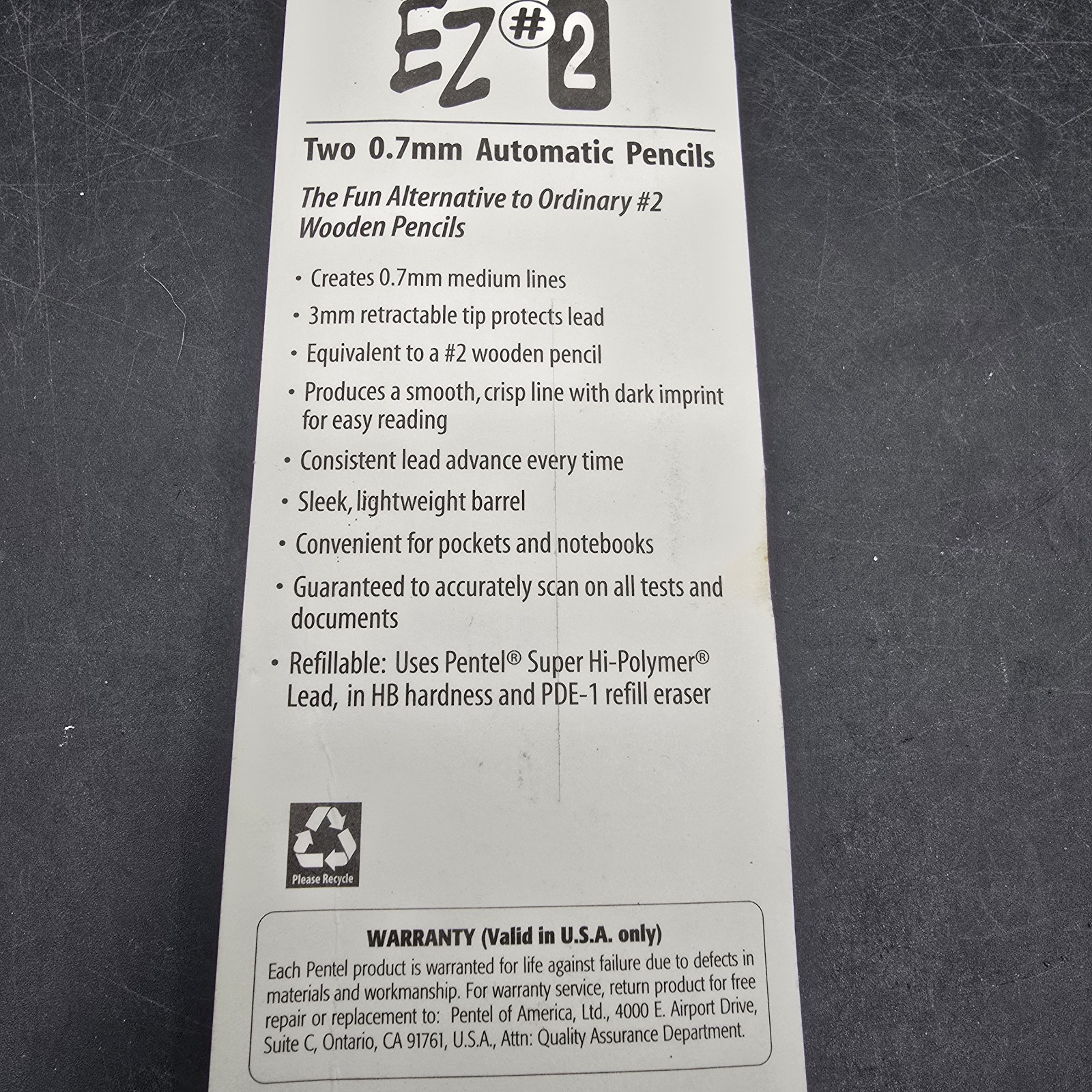 Pentel EZ #2 0.7mm Medium Automatic Pencil 2 Pack Blue