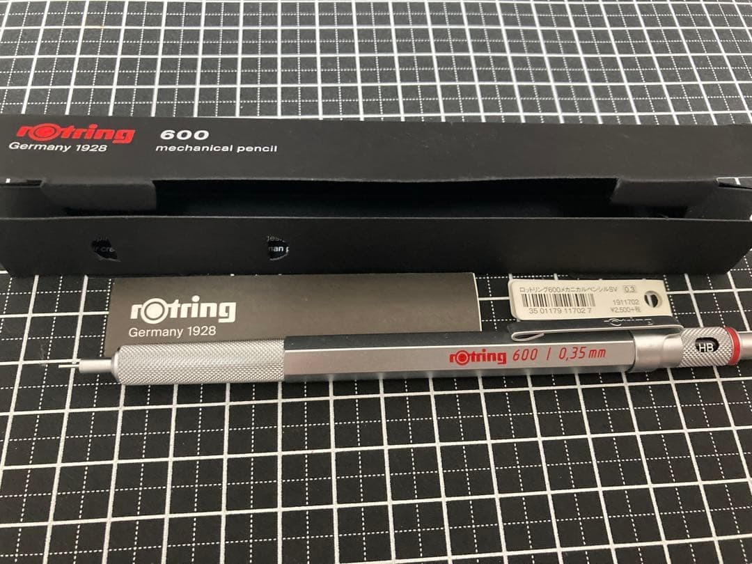 Discontinued rOtring 600 Mechanical pencil 0.35mm Silver Vintage Japan