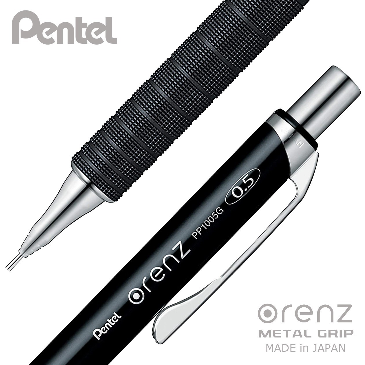 PENTEL ORENZ METAL GRIP 0.2/0.3/0.5mm Drafting Mechanical Pencil Made in Japan