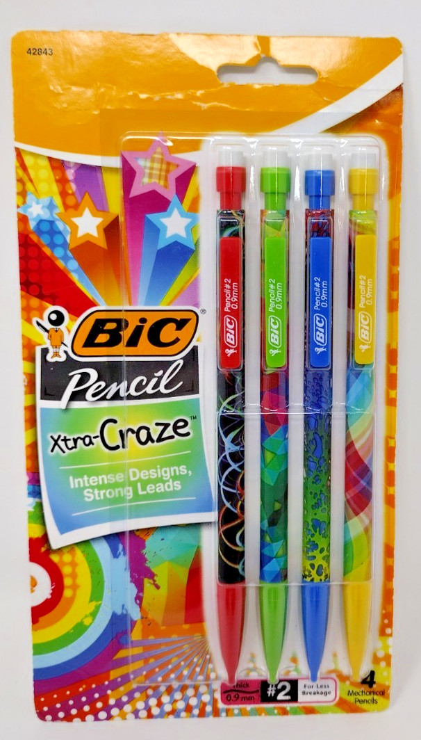 New Old Stock 2014 BIC Xtra Craze Intense Design 4 Pack Mechanical Pencils Lot 2
