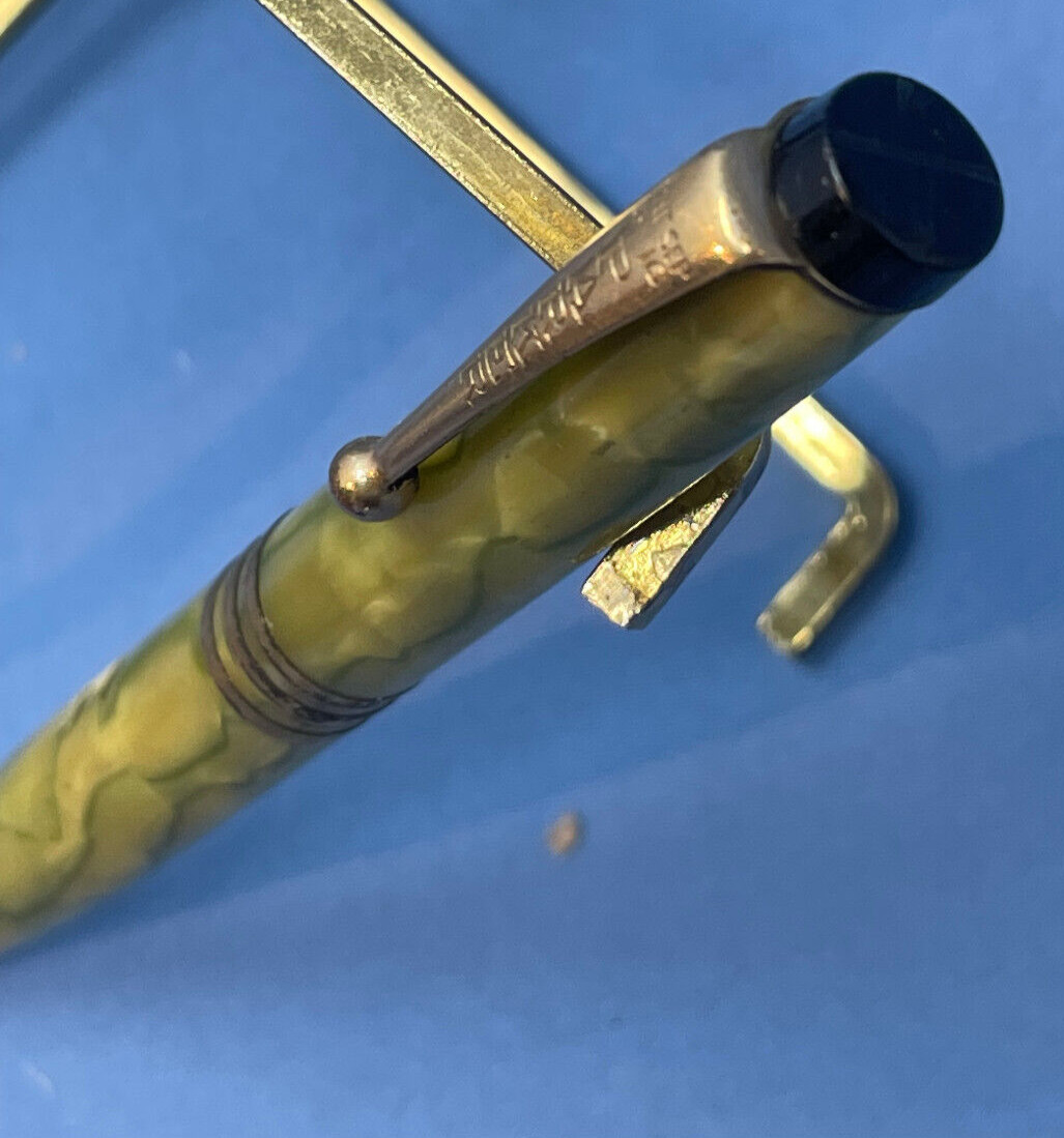Vintage PARKER Yellow & Green Marbled mechanical pencil monogrammed NN