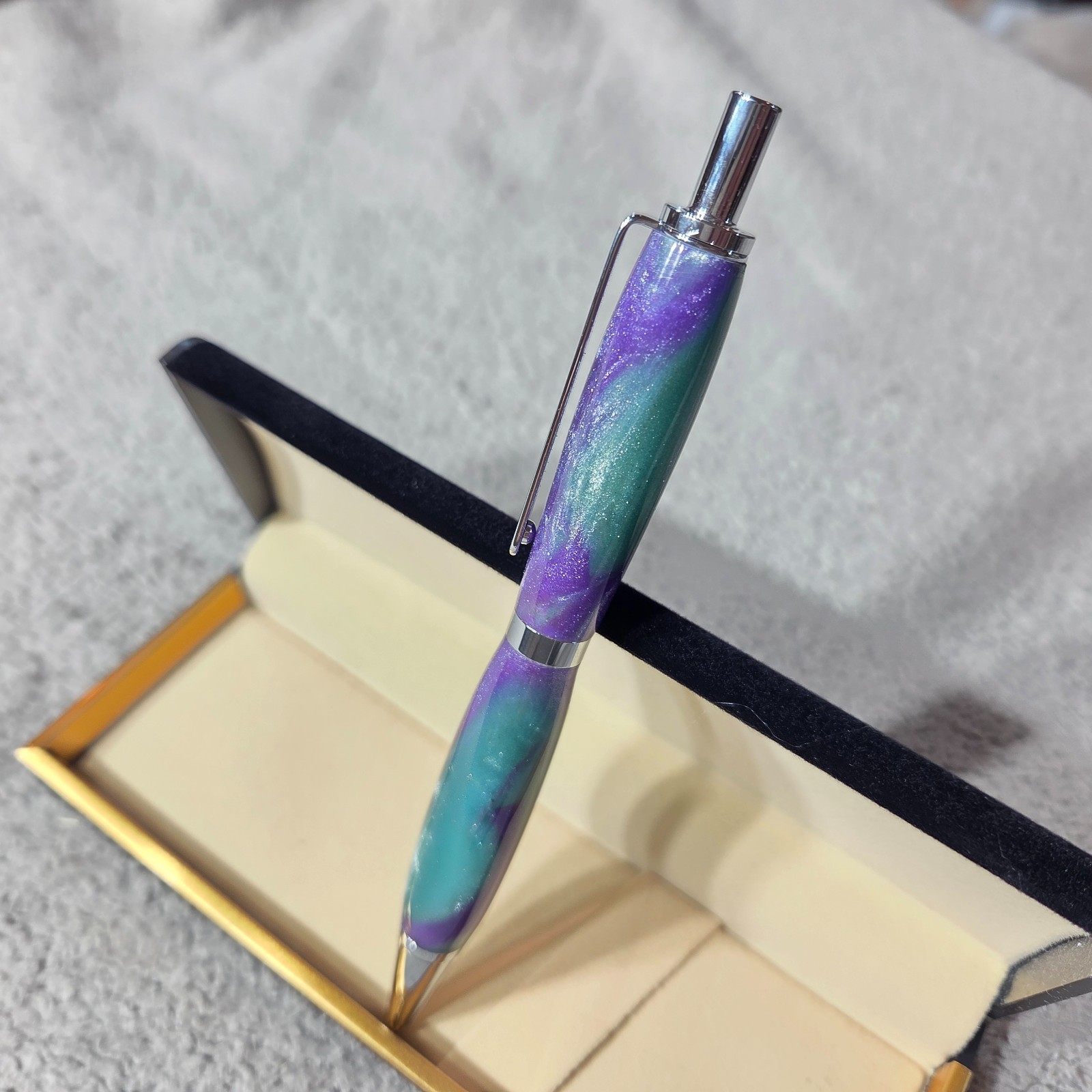 Handmade Click Action Acrylic Mechanical Pencil Chrome Finish “Grape Vine .7mm
