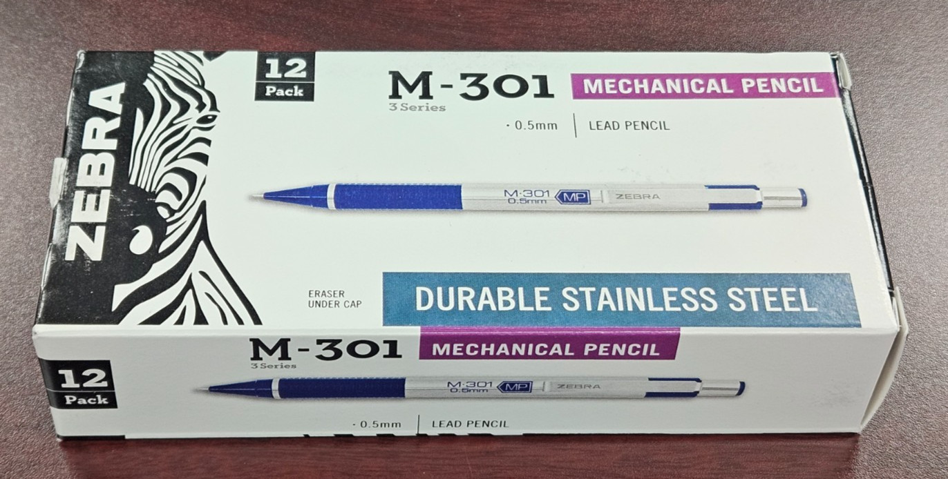 Zebra Pen M-301 Mechanical Pencil 12 Pack 0.5mm Refillable Stainless Steel 54020