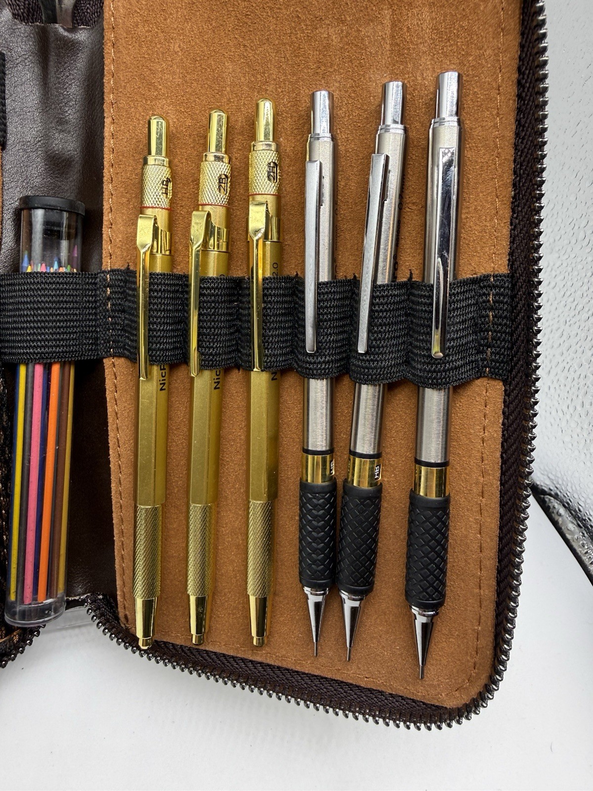 Nicpro 30PCS Art Mechanical Pencil Set in Leather Case, Metal Drafting Pencil 0.