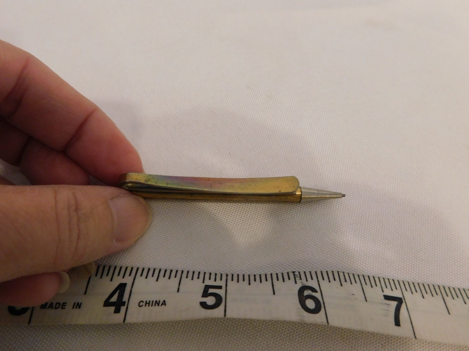 Vintage Mini Mechanical Pencil Gold Tone Tie Clip 2.75″ Long Pre-owned