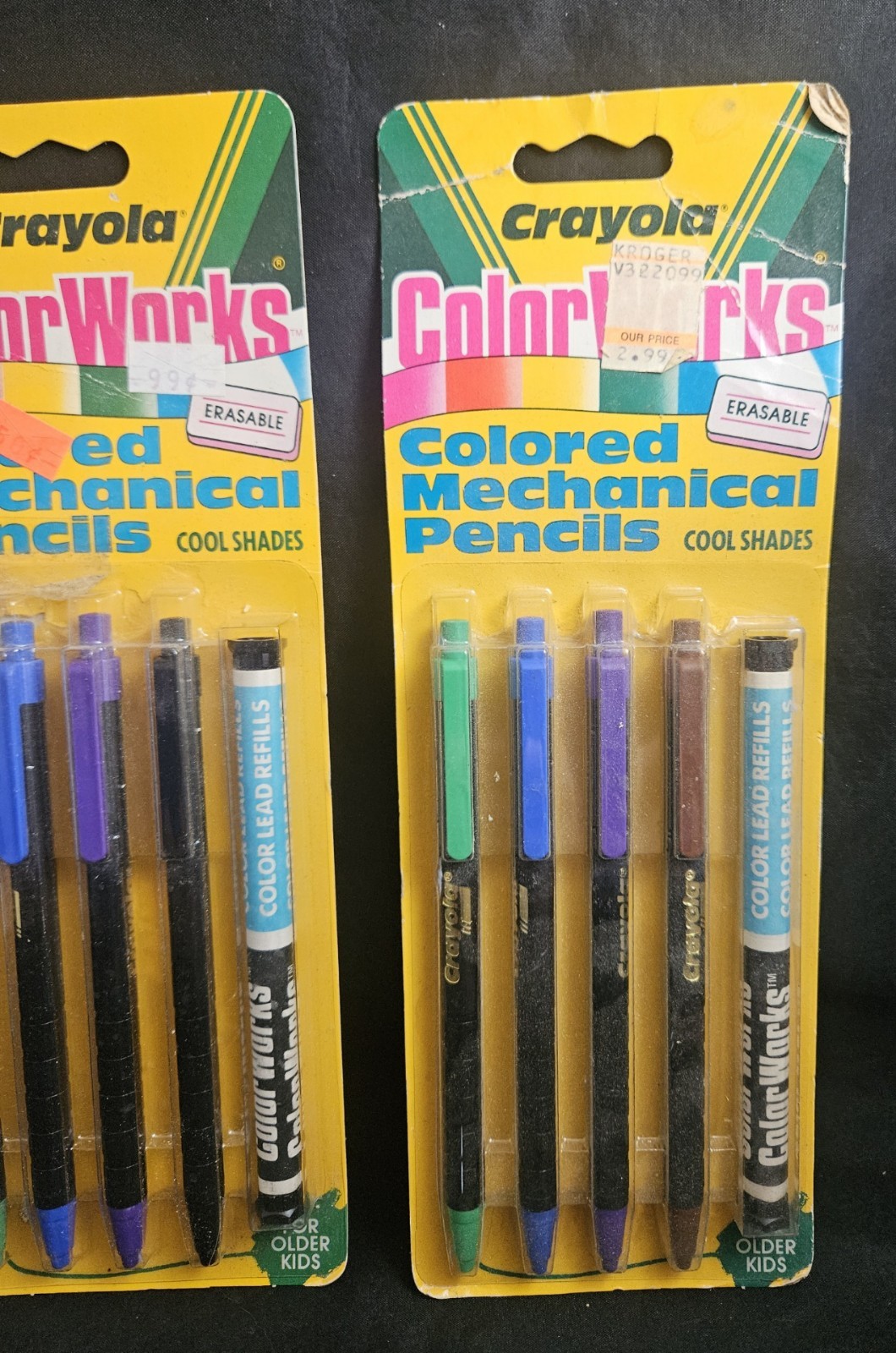 Three Packs 1988 Crayola Color Works Erasable Mechanical Lead Pencils NOS
