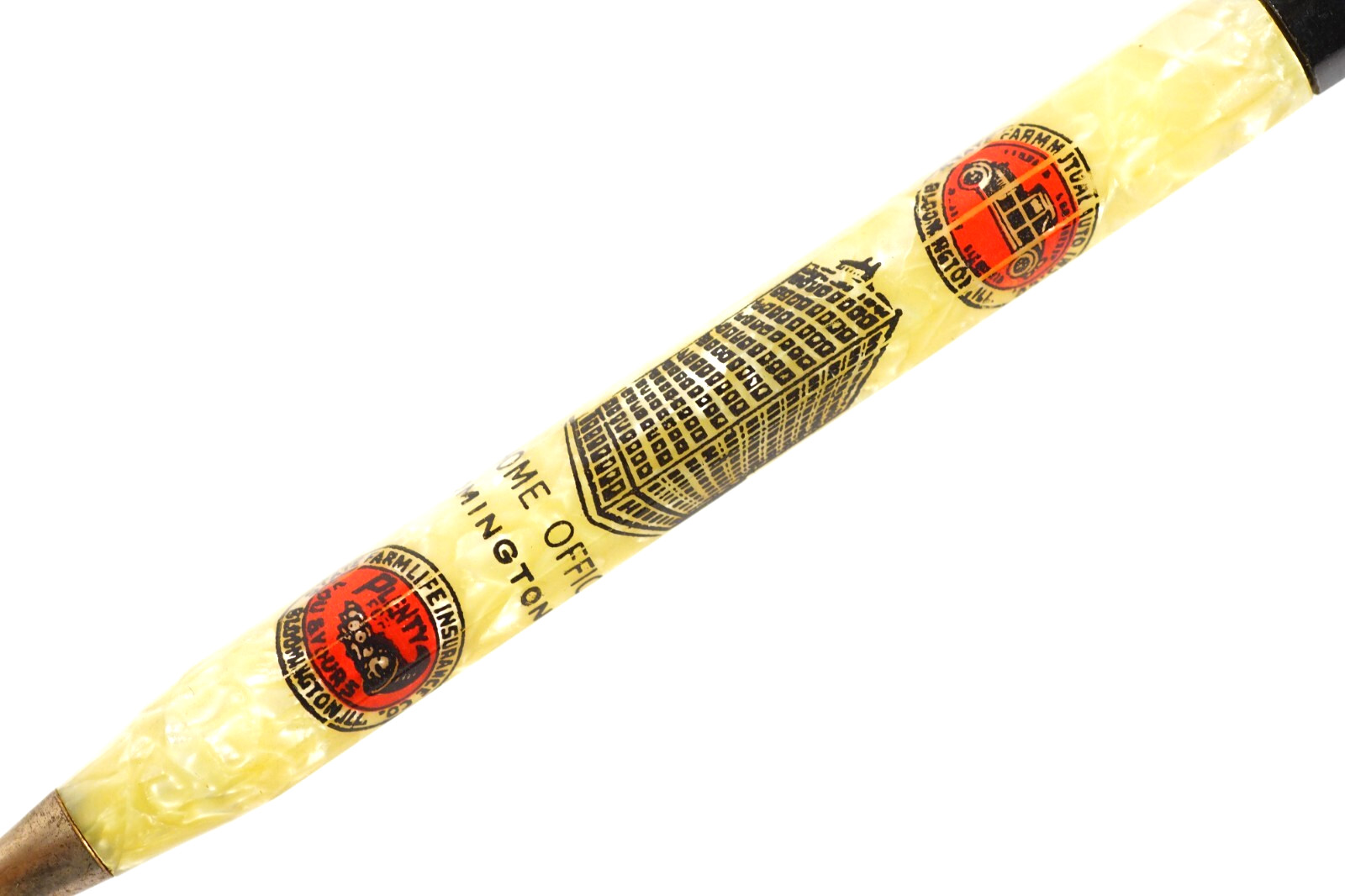 1930s State Farm Insurance Quick Point Marbled Celluloid Mechanical Pencil