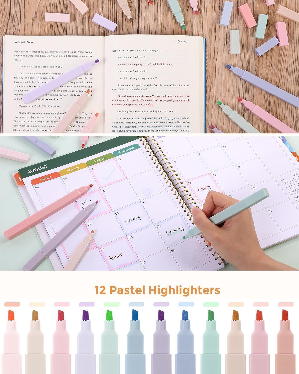 SKYDUE School Supplies Kit, 38 PCS Cute Stationery Set with Large Pencil Case, P