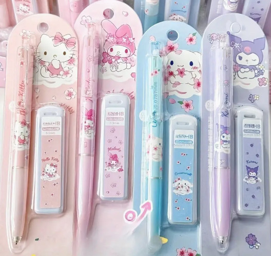 4pcs San Rio Cute Cartoon Mechanical Pencils Sketch Writing Stationery 0.5 mm