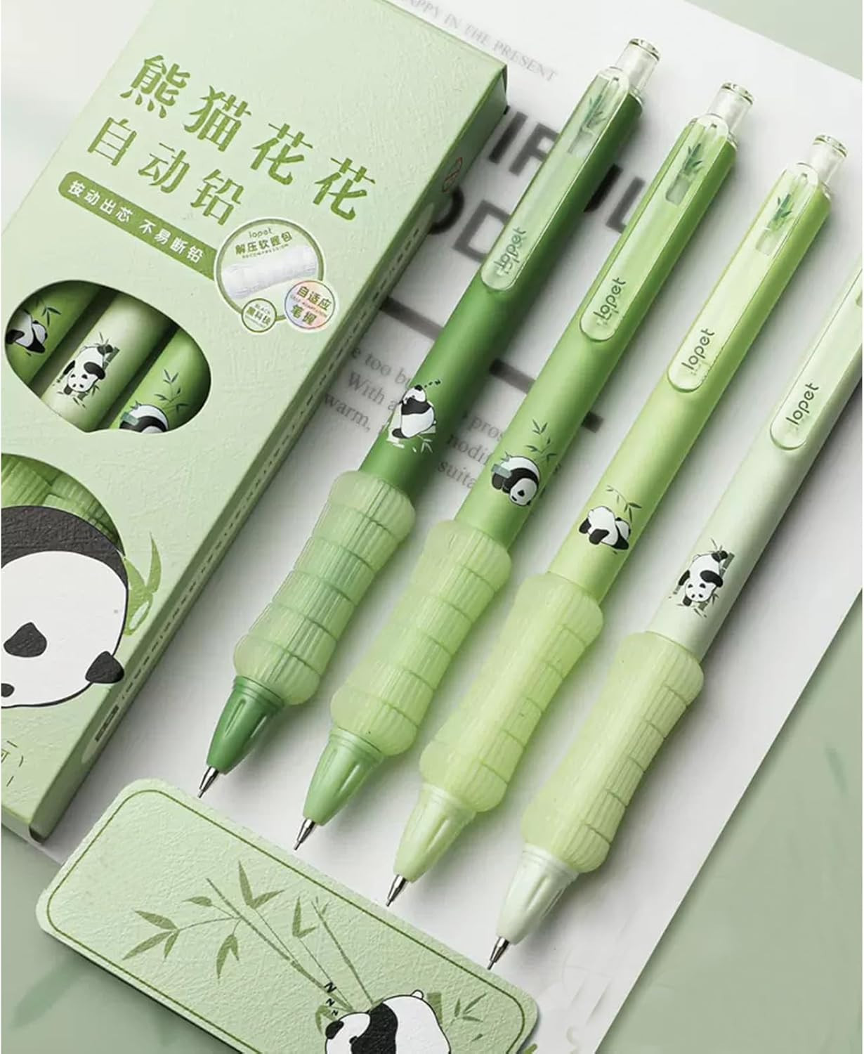 4 Pcs Mechanical Pencils 0.5Mm Cute Panda Mechanical Pencil Kawaii Cartoon Penci
