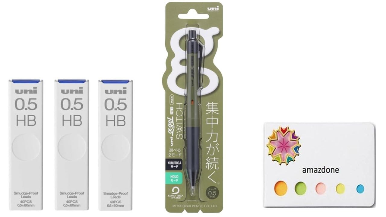 amazdone uni Alpha Gel switch 0.5mm Mechanical Pencil, 1 Count (Pack of 5)