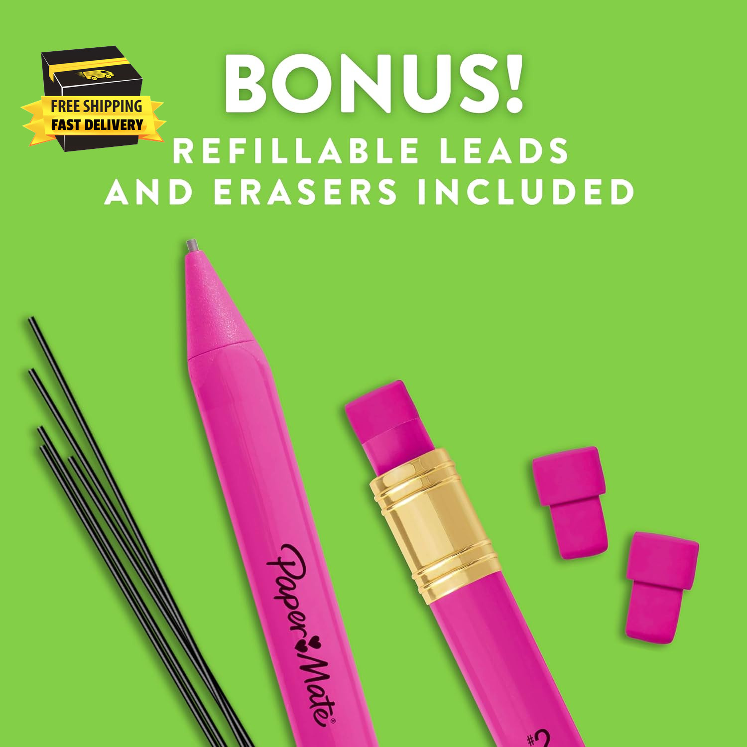 Handwriting Triangular Mechanical Pencil Set with Lead & Eraser Refills, 1.3Mm,