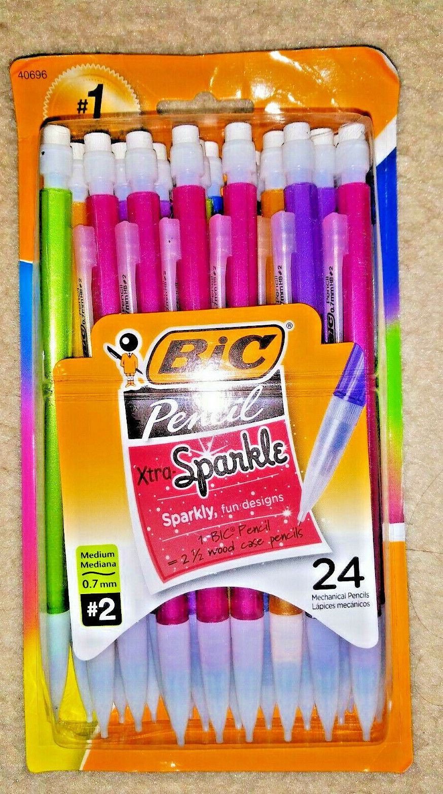 NEW BIC XTRA-SPARKLE #2 MECHANICAL PENCILS 24 PCS 0.7MM ASSORTED COLOR