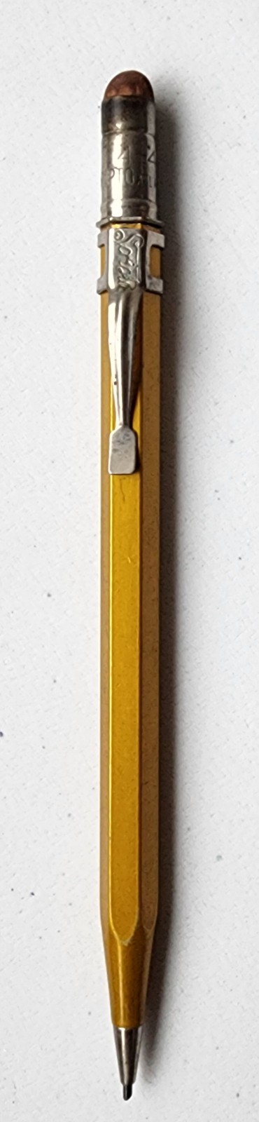 VTG SCRIPTO 4-47 Gold Metal Mechanical Pencil Norfolk Southern Railroad 1930s
