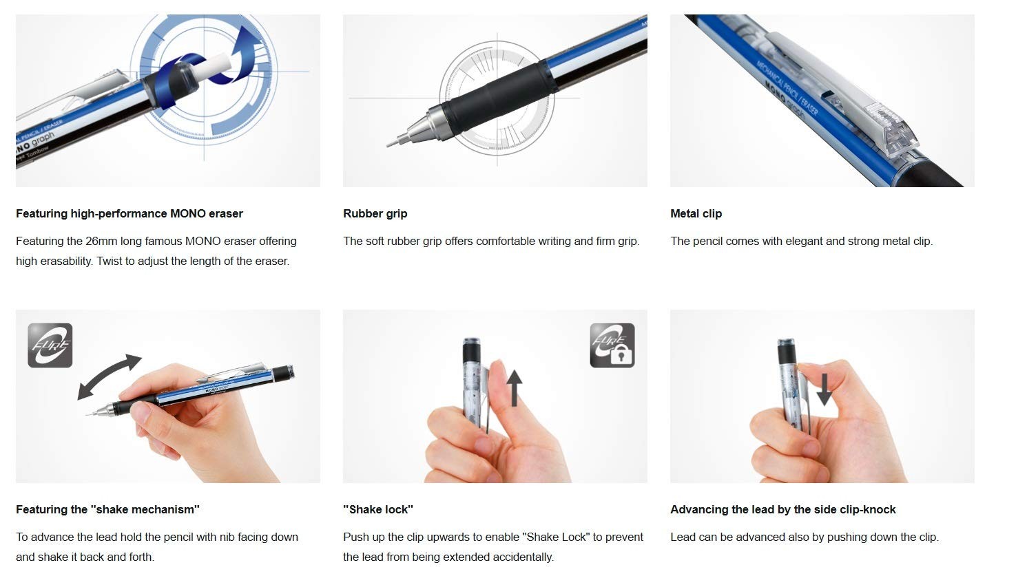 Pencil Mechanical Pencil MONO Monograph Rubber Grip Light Blue DPA-141B