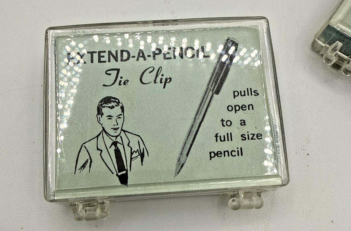 2 Vintage Extend-A-Pencil Mechanical Pencil Tie Clip