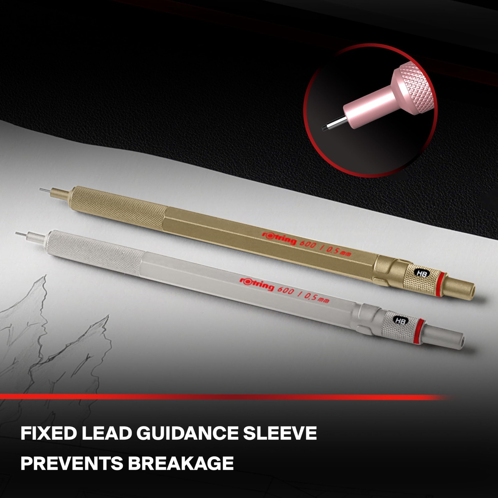 Rotring 600 Mechanical Pencil Rose Gold 0.2mm Precision Writing Instrument