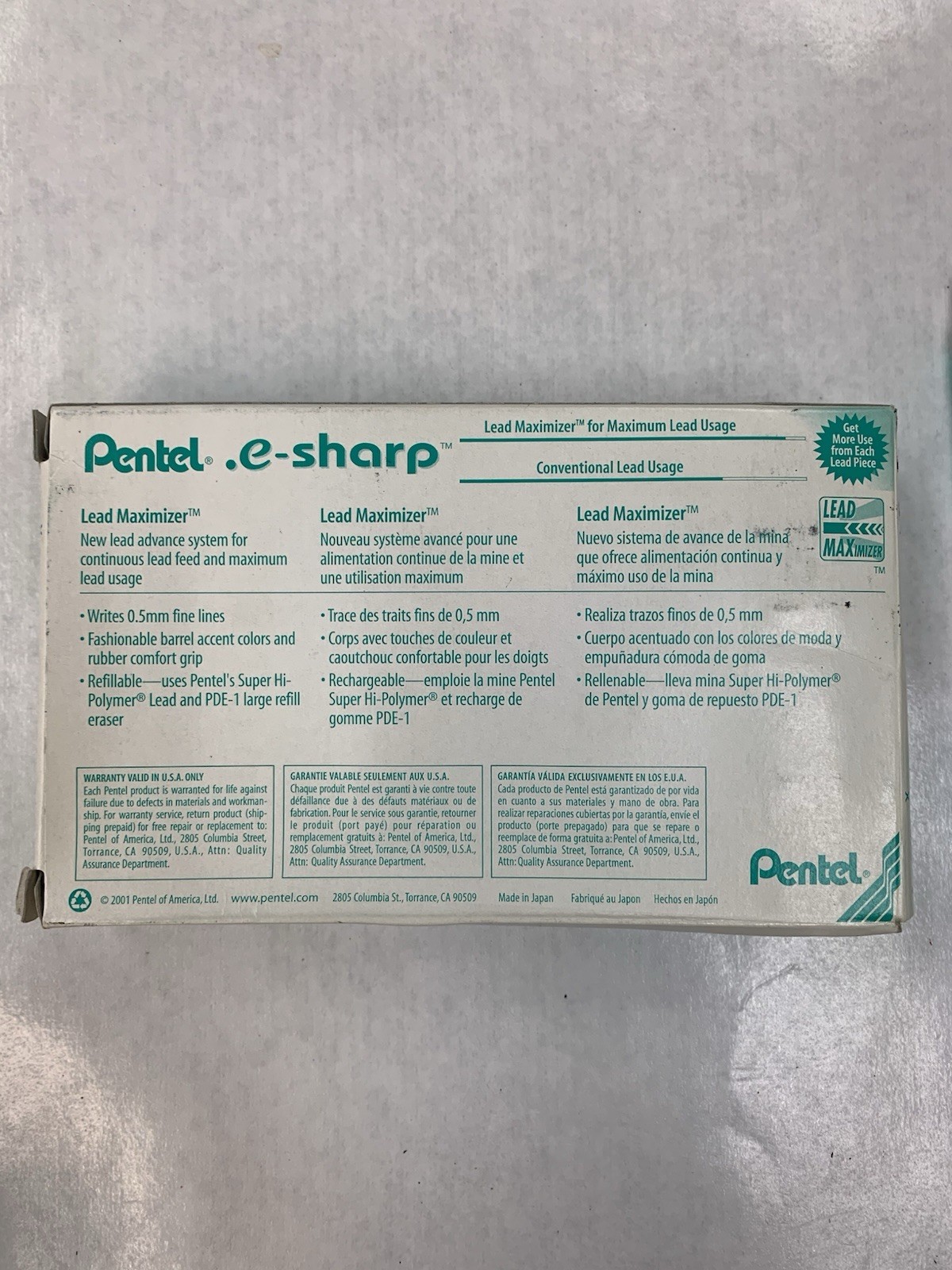 Pentel AZ125 E-Sharp 0.5mm Pencil Green — box of 12 AZ125-D