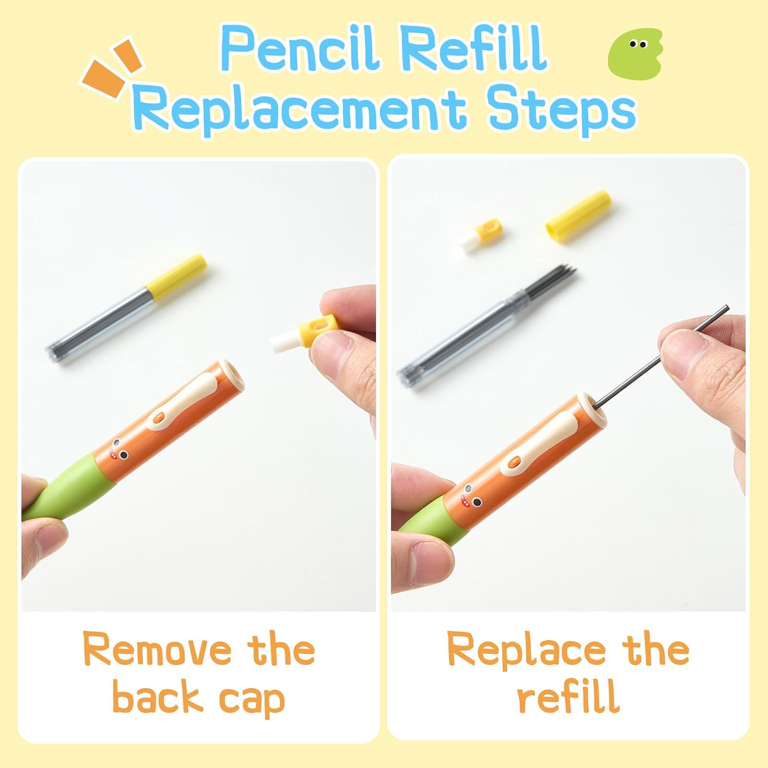 Thick Mechanical Pencil for Kids, Smile Handwriting Pencil with Non-Slip Grip &