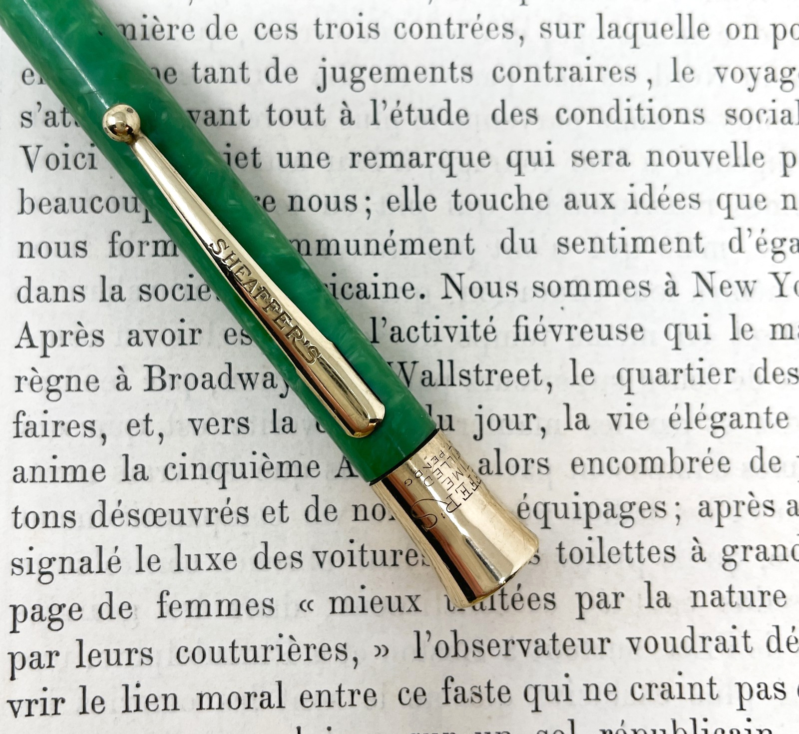 Vintage Sheaffer’s Lifetime Mechanical Pencil Jade Green Gold Filled 1920s