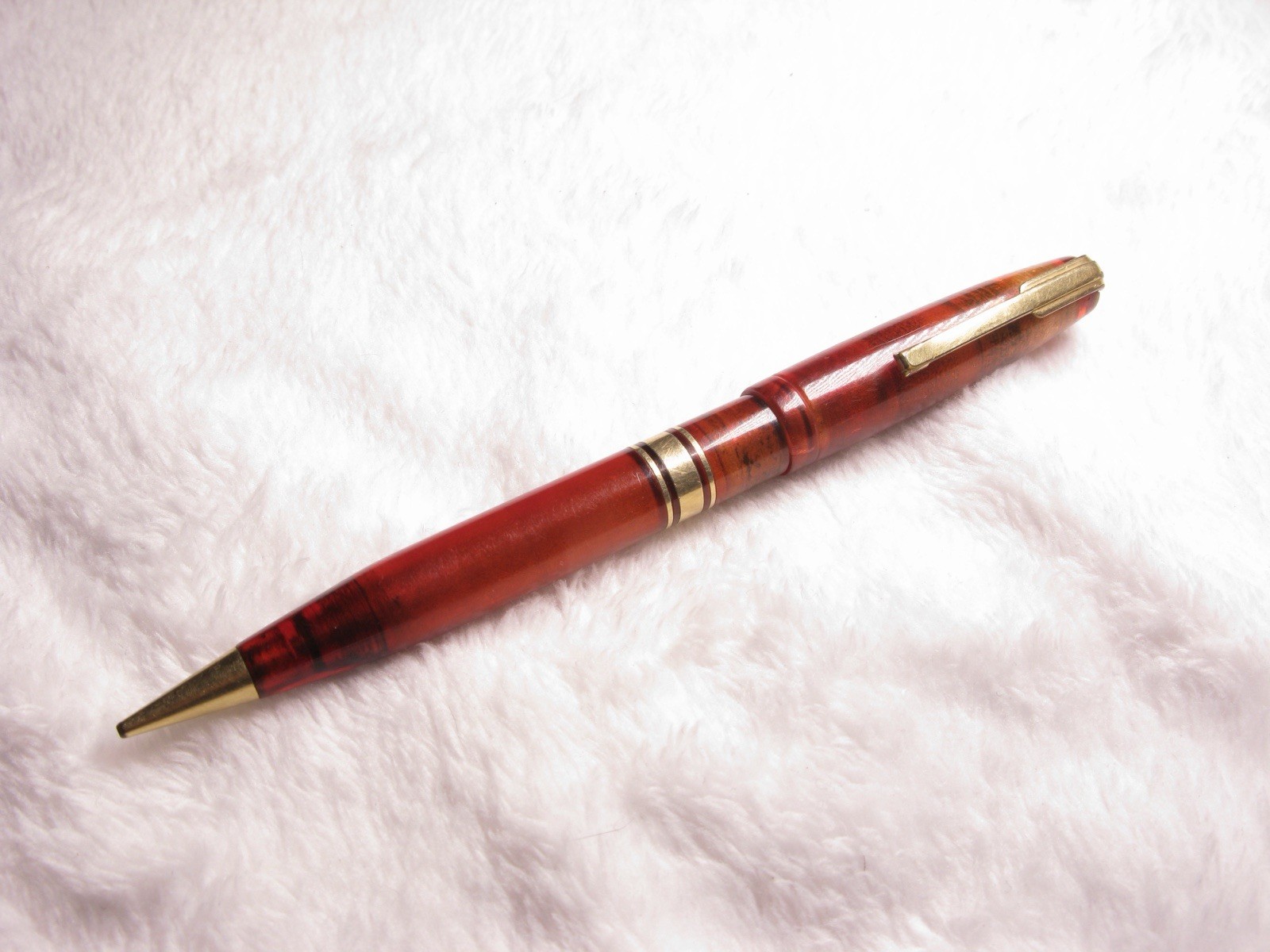 Waterman’s Clear Red/Orange tint with Gold Tone metal Vintage Mechanical Pencil