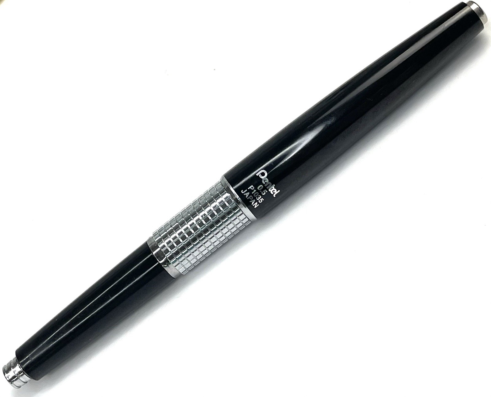 Pentel KERRY P1035 0.5mm Mechanical Pencil Black & Silver Japan