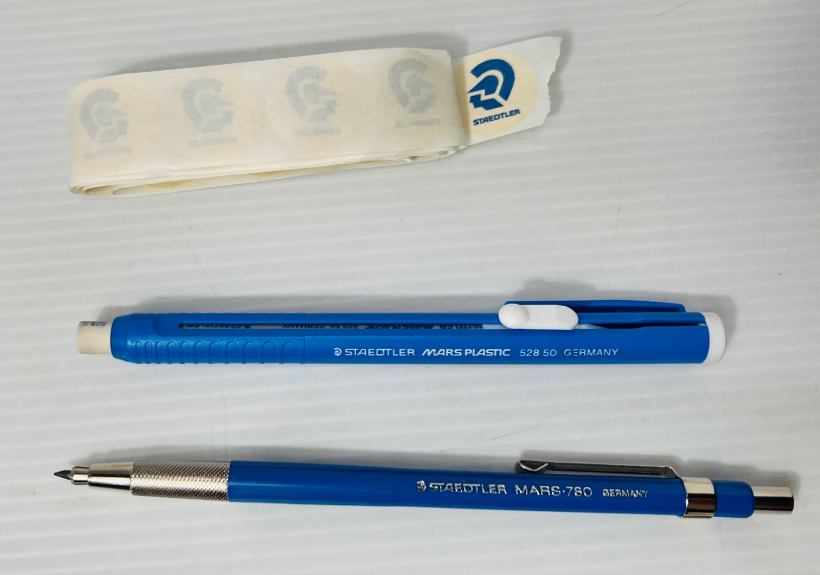 Staedtler mechanical pencil Lot Mars 780 w/ 2 tubes of Leads, Eraser & stencil