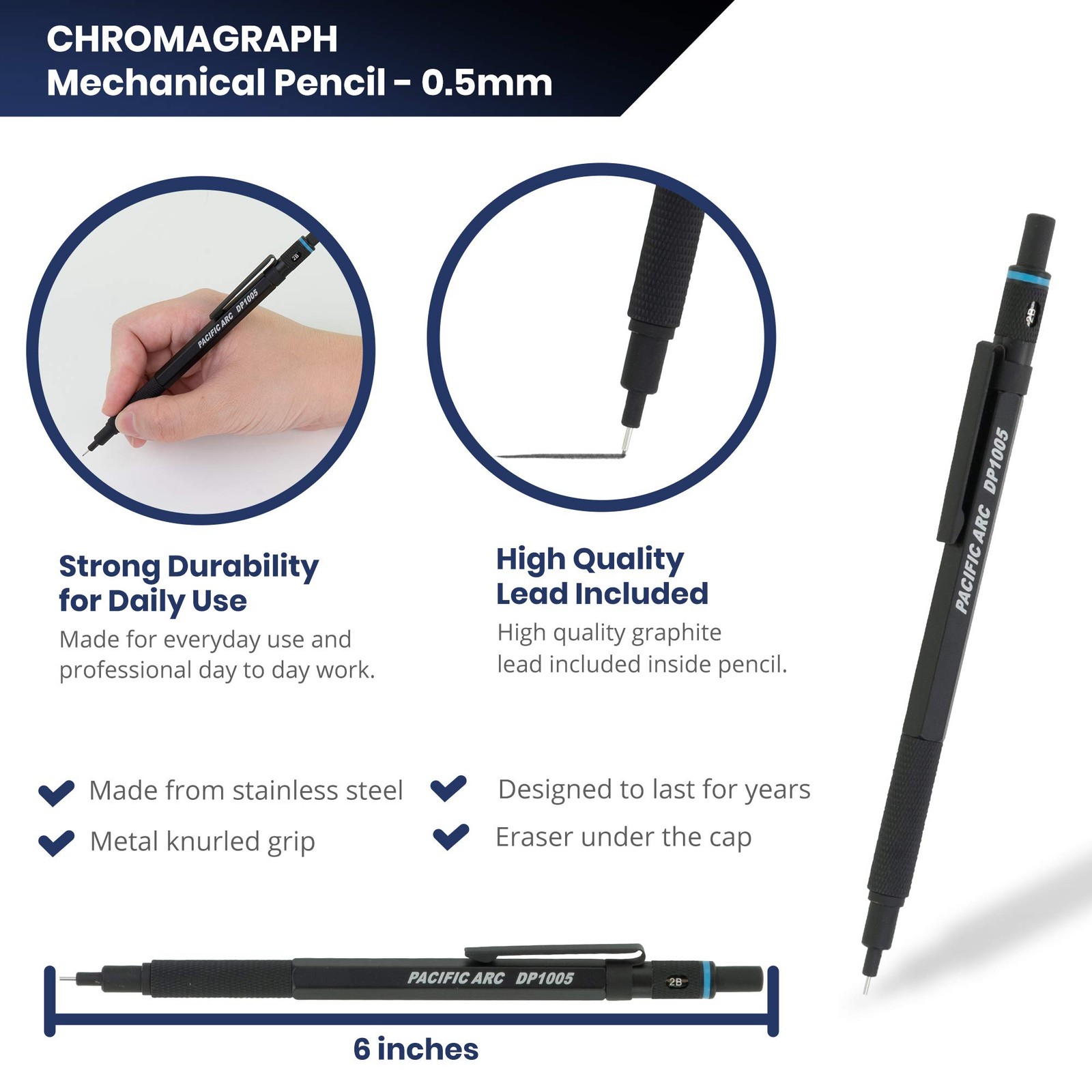 Pacific Arc Chromagraph Metal Mechanical Pencil .5 mm Office Product