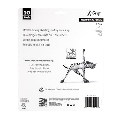 Z-Grip Mechanical Pencil, 0.7mm Point Size, HB #2 Graphite, Assorted Bright