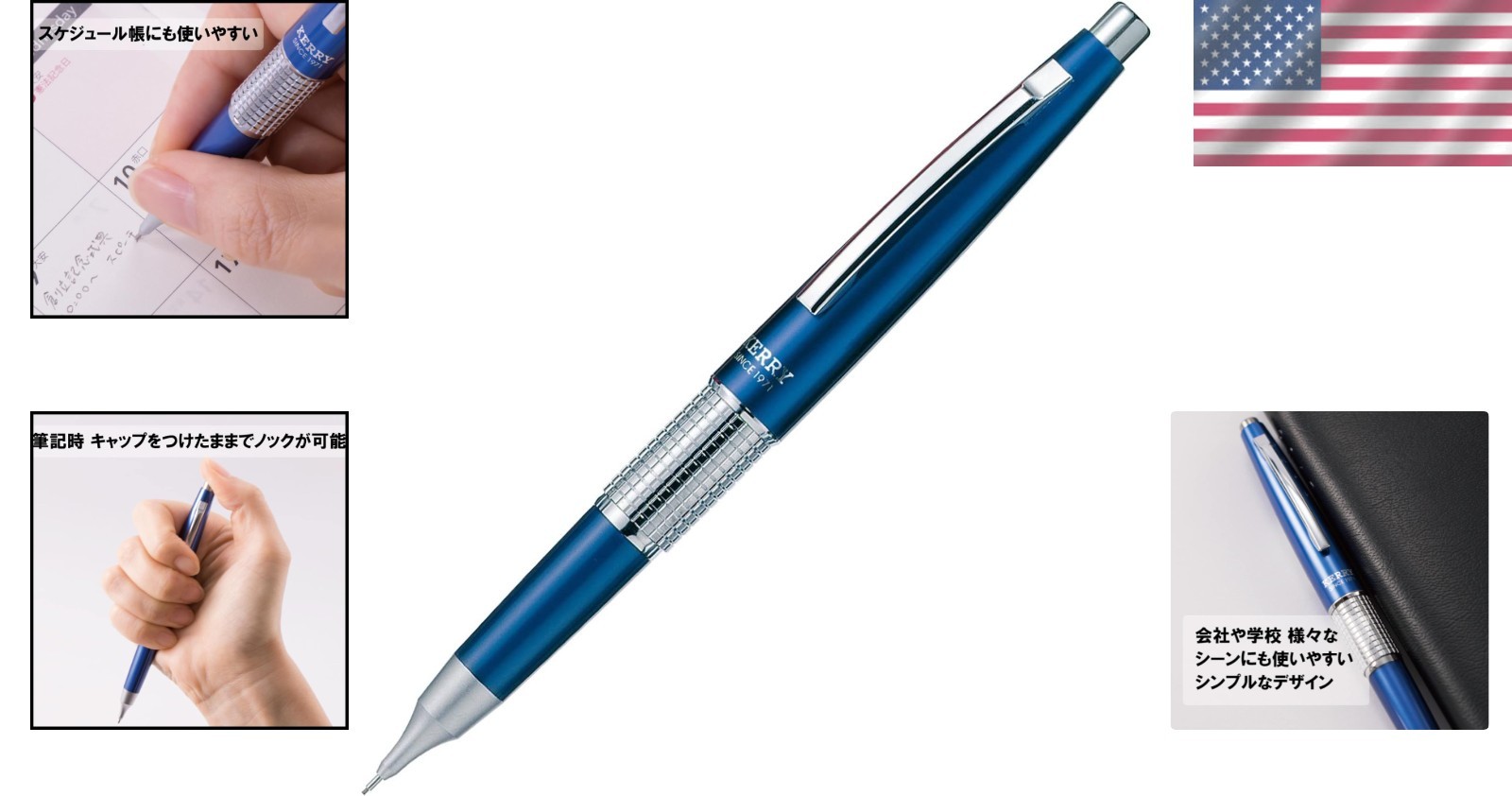 Blue Mechanical Pencil 0.5mm Refillable Lightweight Office Stationery