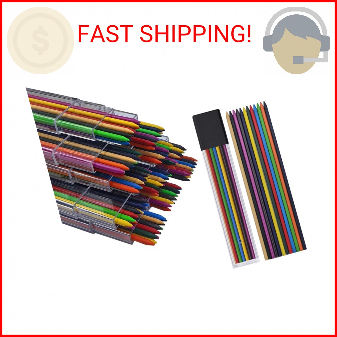 JOMPENS 2.0mm Colored Pencil Lead Refills, 72 Pack Assorted Colors Mechanical Pe