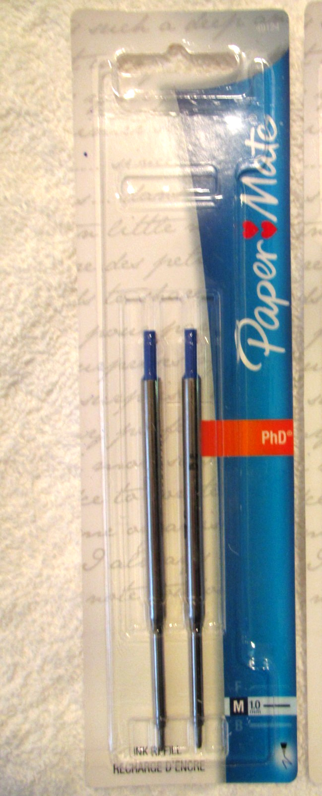 New Old Stock PaperMate Ballpoint pen Refill Carded 2 Pk Blue Medium Point