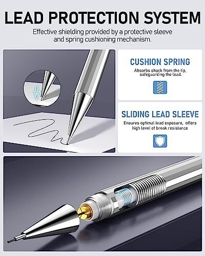 0.7mm Mechanical Pencil Set with Case – 4PCS Metal Mechanical Pencils, 8 0.7MM