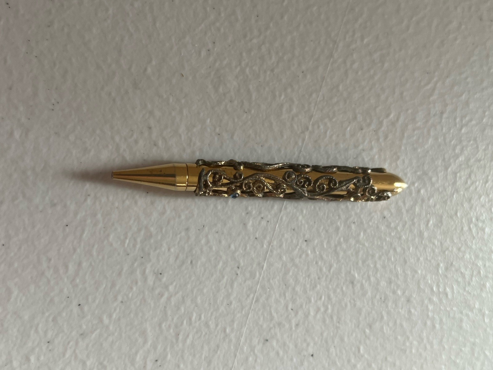 Vintage Mechanical Gold Tone Filigree Mini Pencil