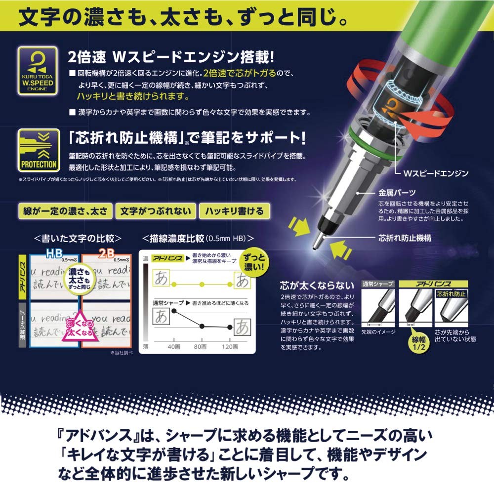 Mechanical Pencil, Kuru Toga Advance, 0.7mm, White (M75591P.1)