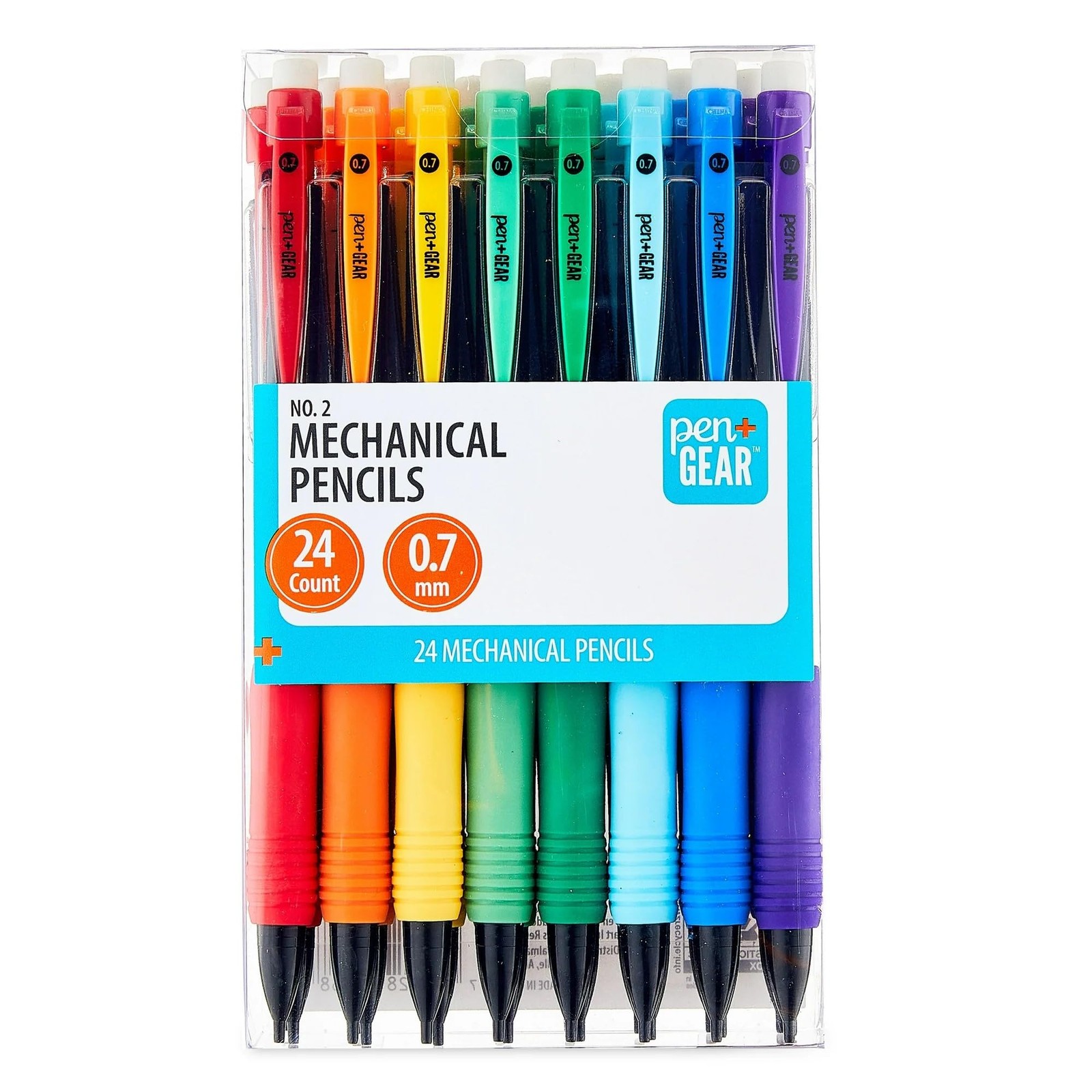 No. 2 Mechanical Pencils (Bright Multicolored, 3 1 Count (Pack of 24), White