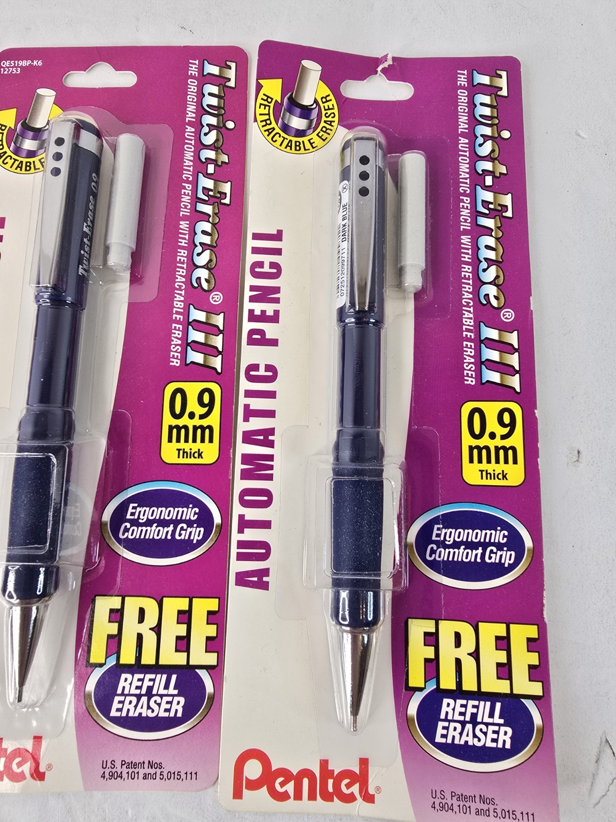 2x PENTEL Twist-Erase III Mechanical Pencils 0.9 mm FINE POINT .9mm W/ Erasers