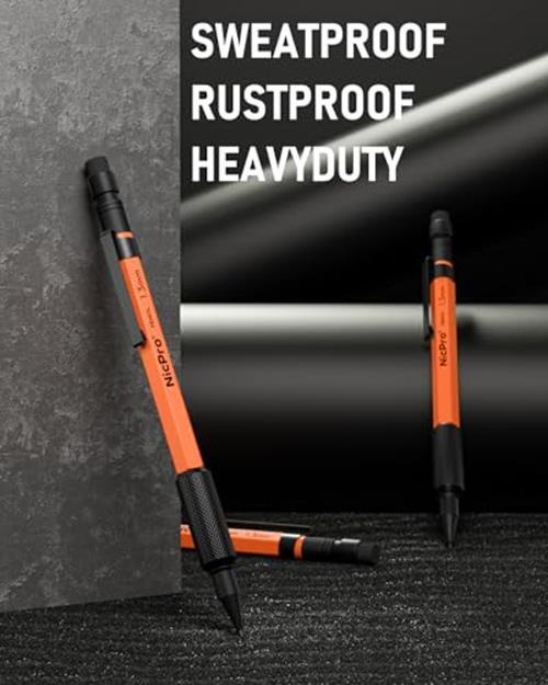 Nicpro 3 PCS 1.3 mm Orange Mechanical Pencils Set with 66 Lead Refill, 3