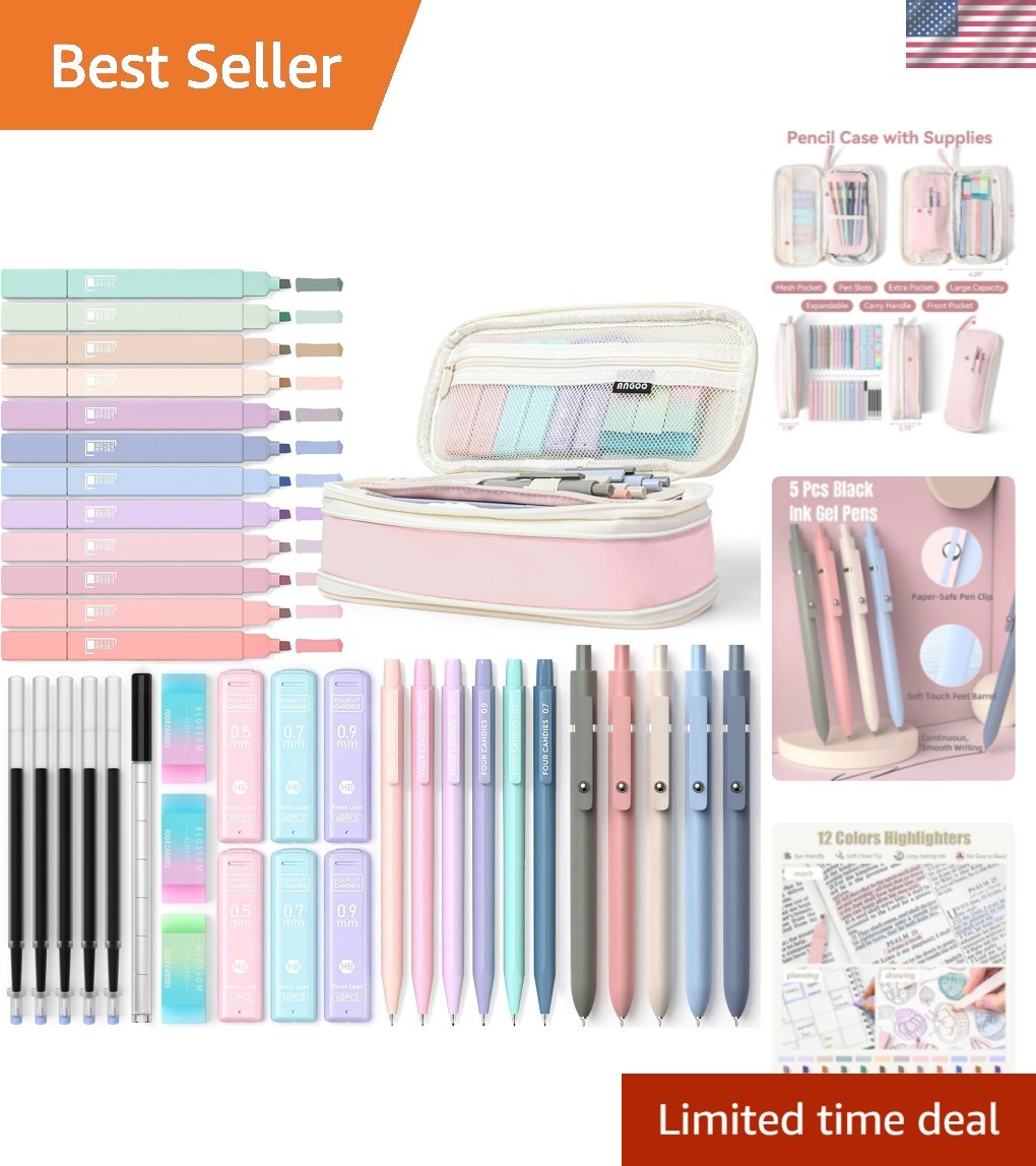39 PCS Aesthetic School Supplies with Cute Pen Case, 12 Pastel Highlighters, …