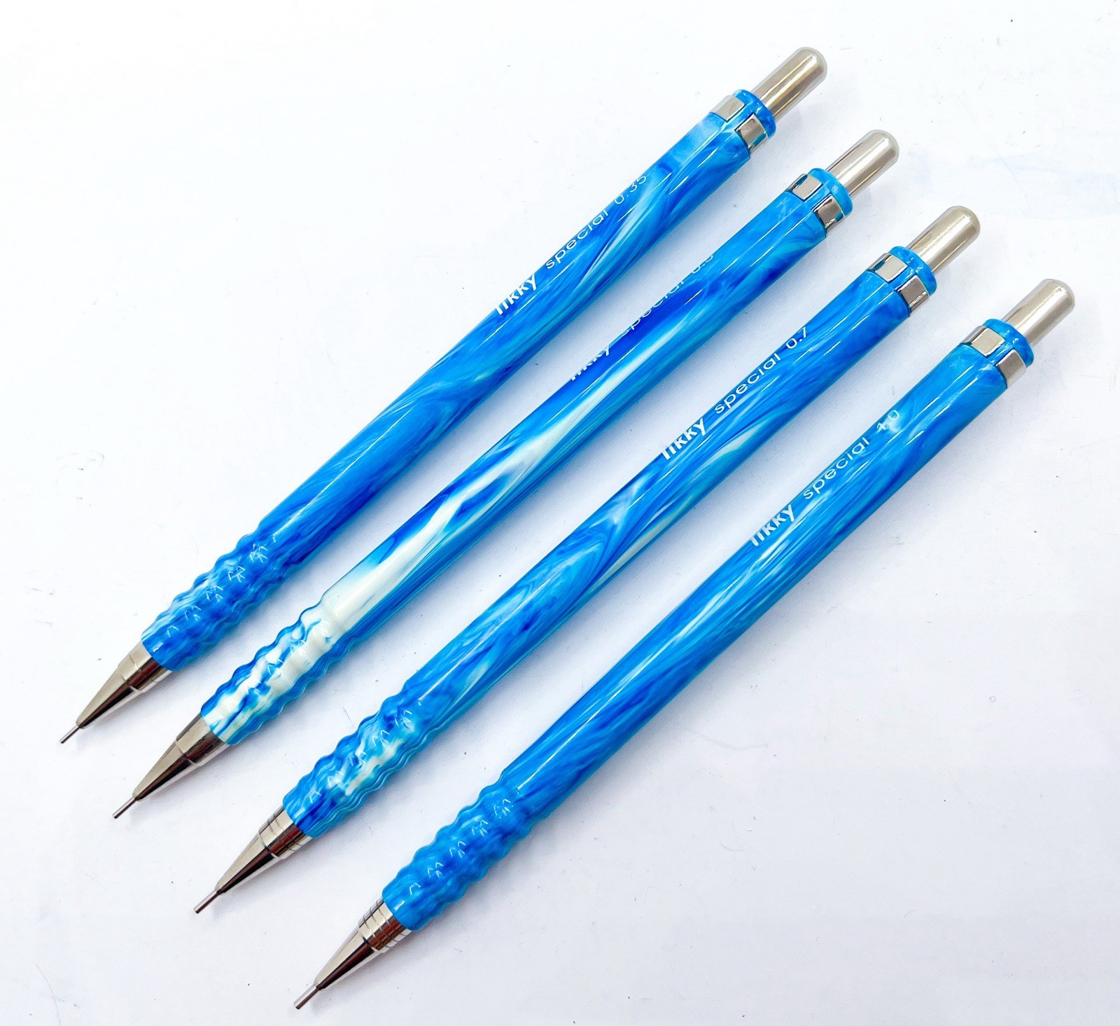 NOS rotring 4pcs tikky special Mechanical Pencil marble Blue 0.3 0.5 0.7 0.9