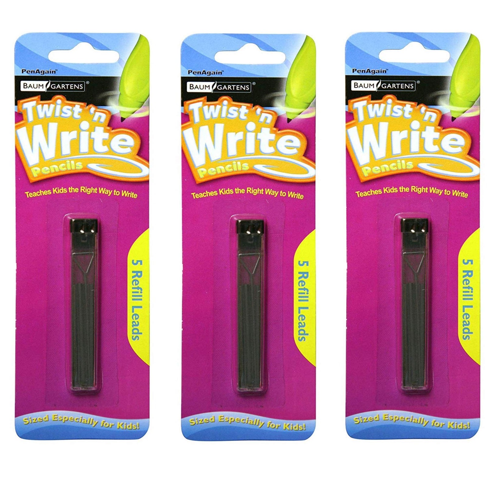 3 Pack PenAgain Twist n Write Refills 5 Lead Refills 00078 Mechanical Pencil