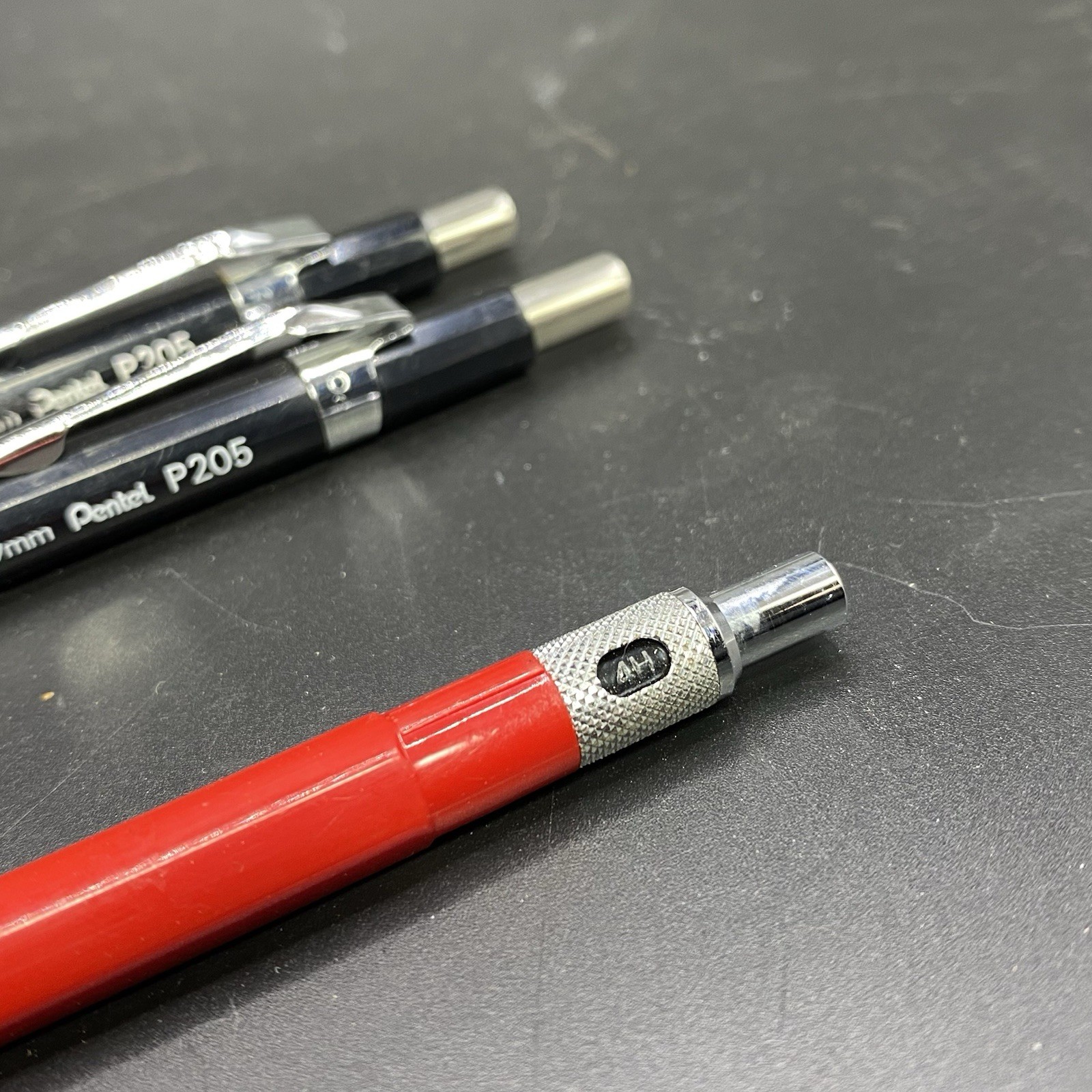 Vintage Koh-I-Noor Rapidomatic 5633 Red 0.3mm & 2 Pentel P205 0.5mm Drafting Set