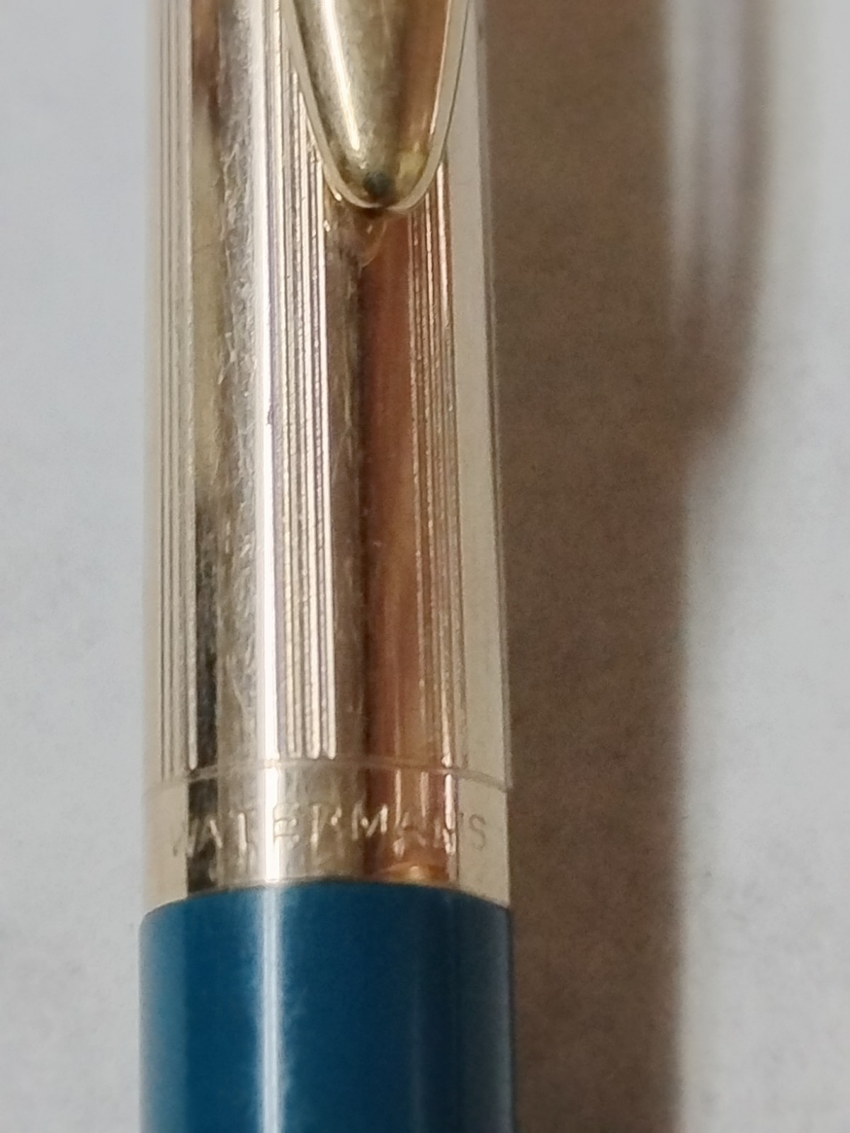 VTG Waterman C/F Mechanical Pencil Teal Blue & Gold Cap FOR PARTS. #M1