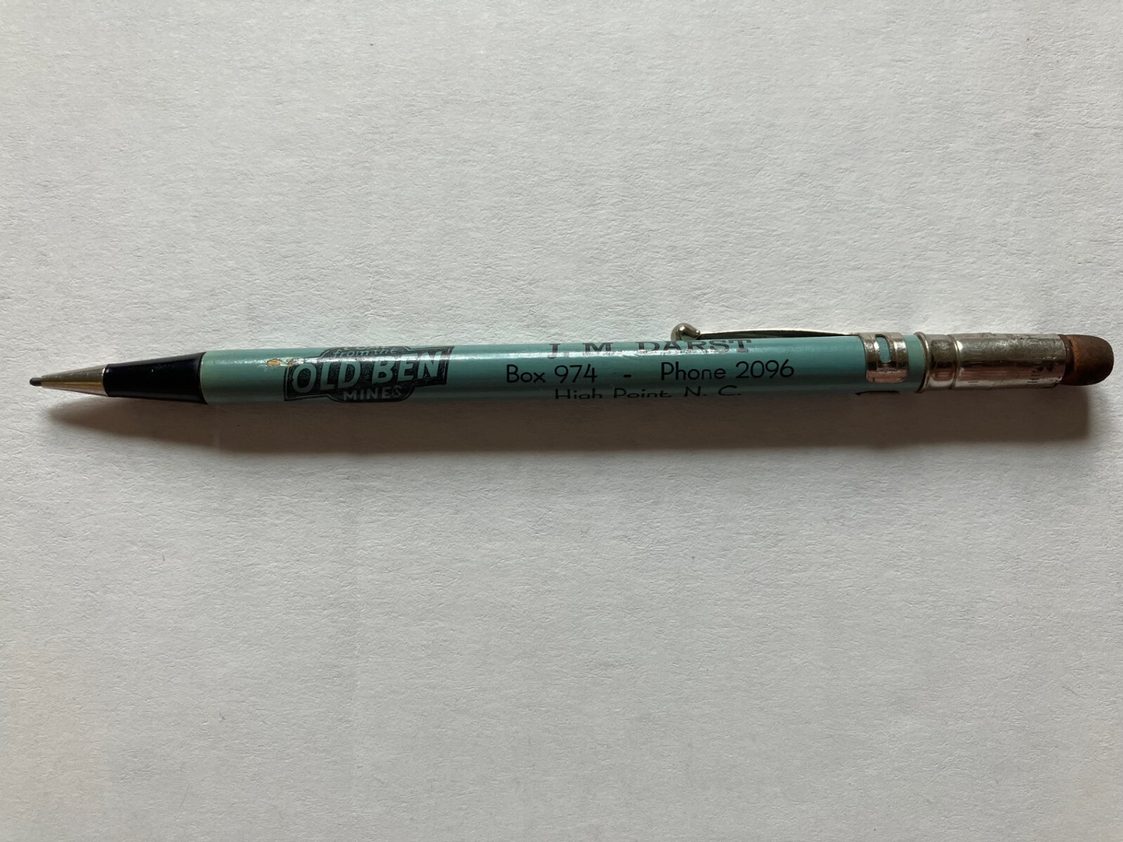 Vtg 1940’s Advertising Mechanical Pencil Old Ben Mines Coal High Point NC Darst