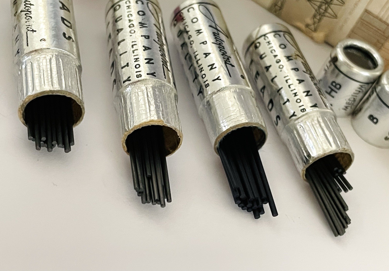 Lot of Vintage AUTOPOINT Mechanical Pencil Lead USA , Black Red Blue & 1 Evrshrp